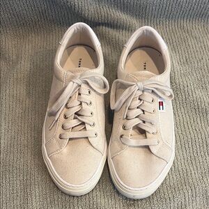 Tommy Hilfiger Light Tan Lace-Up Canvas Sneakers